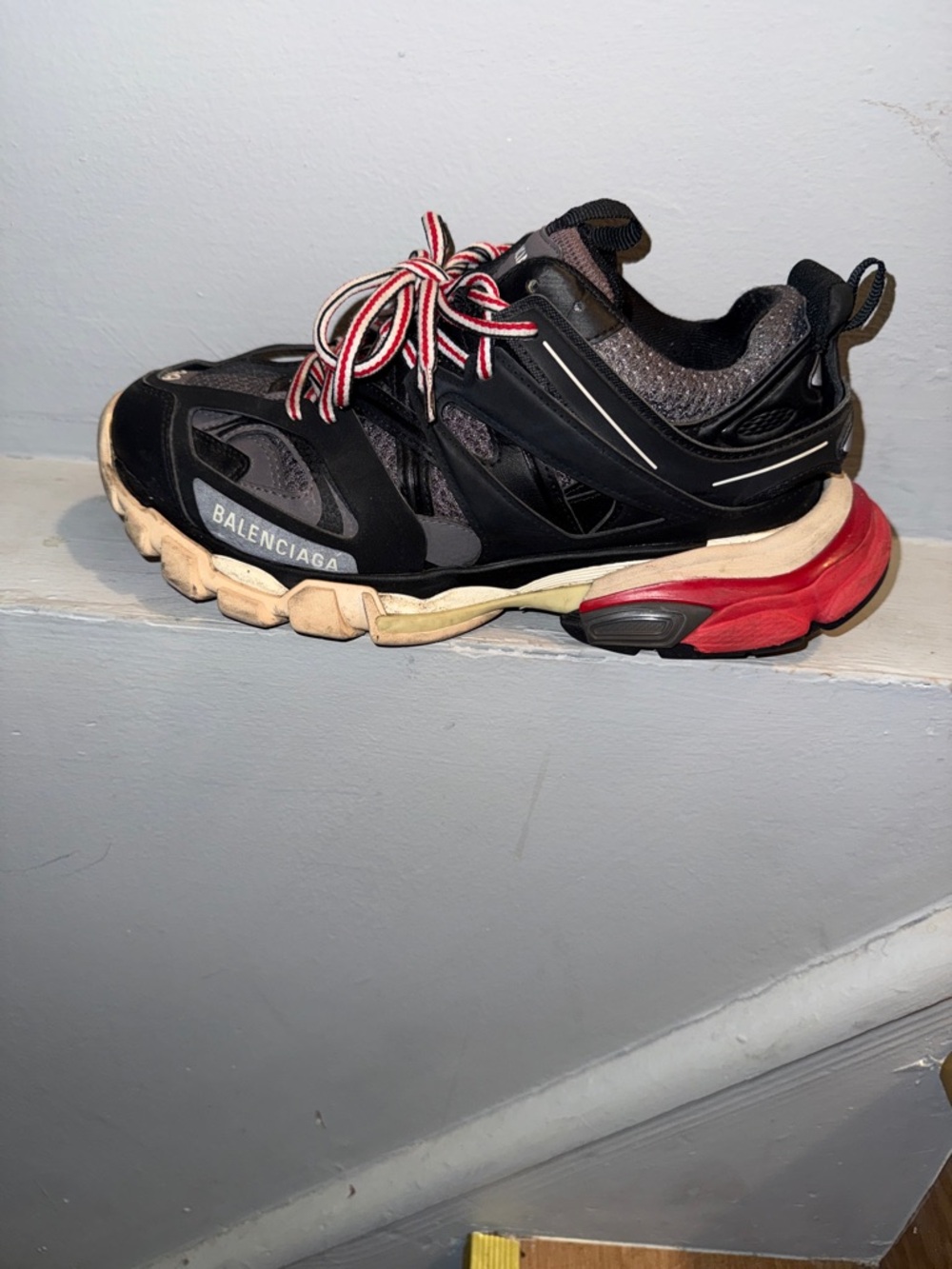 Balenciaga Black Runner Sneaker with Red Heel